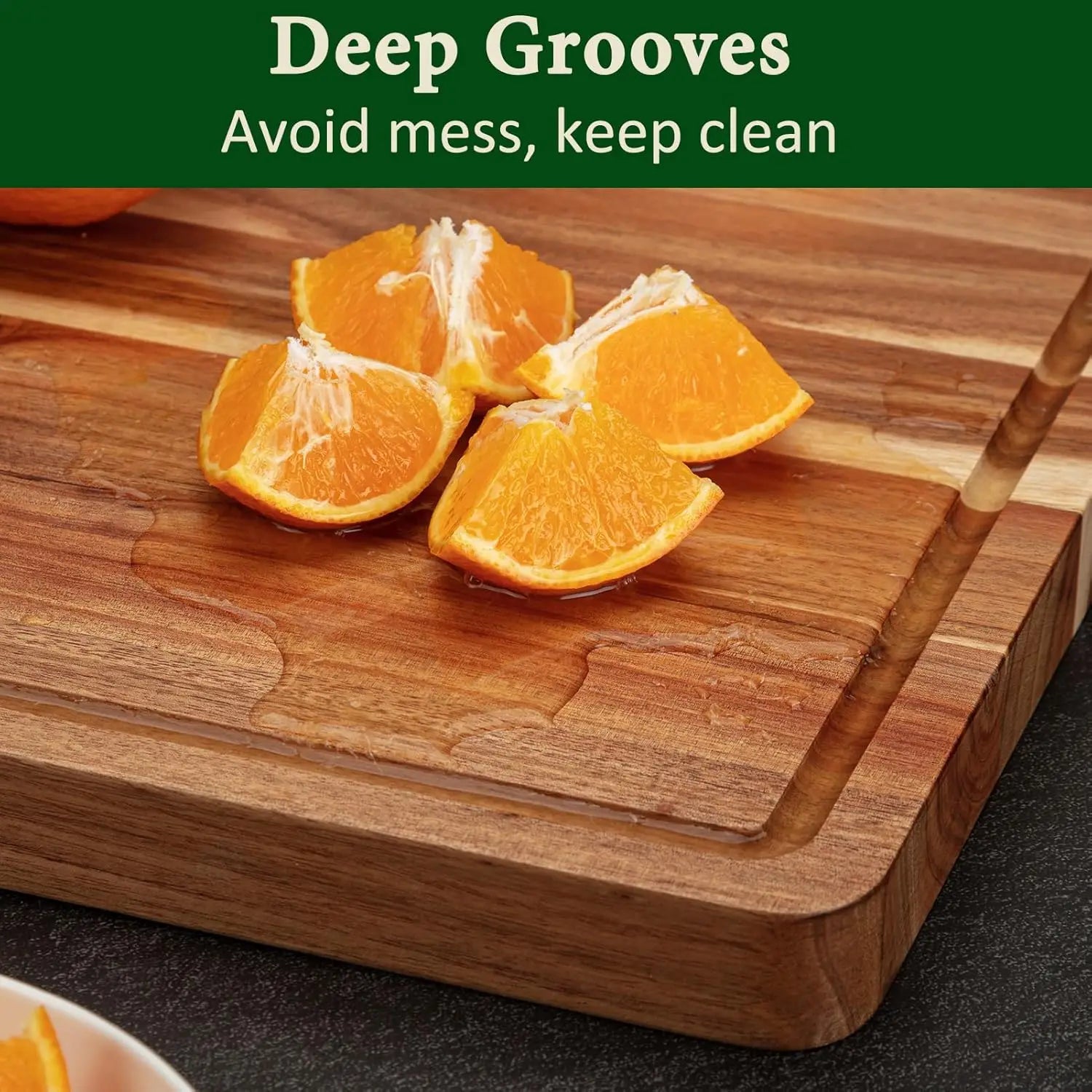 Extra Large Acacia Wood Cutting Board Thick Butcher Block Chopping Board with Side Handles for Meat Vegetables Fruit - Louie's Joint 