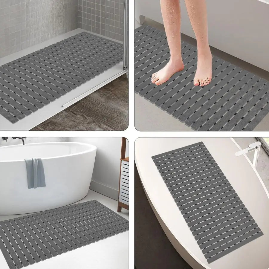 Non Slip Bathtub Shower Mat With Suction Cups And Drain Holes