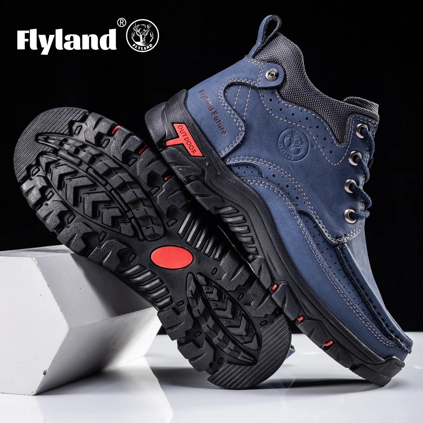 FLYLAND Men'S Fashion Vintage Classical Genuine Faux Leather Handmade Chukka Boots Daily Casual Work Office Shoes