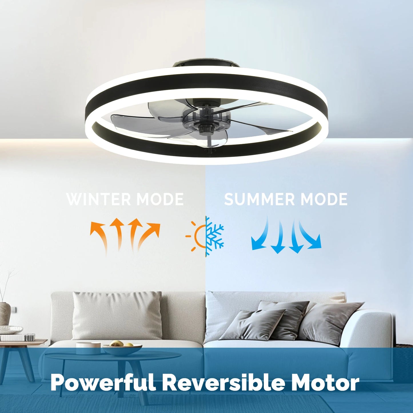 Ceiling Fan with Remote Control Flush Mount Modern Indoor 19.7" LED Dimmable Low Profile Ceiling Fans - Louie's Joint 