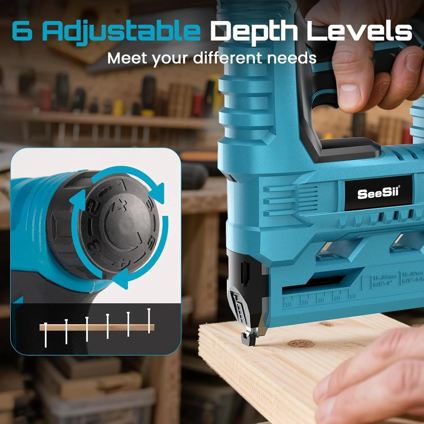 Seesii 18 Gauge Cordless Brad Nailer Kit With Two Batteries