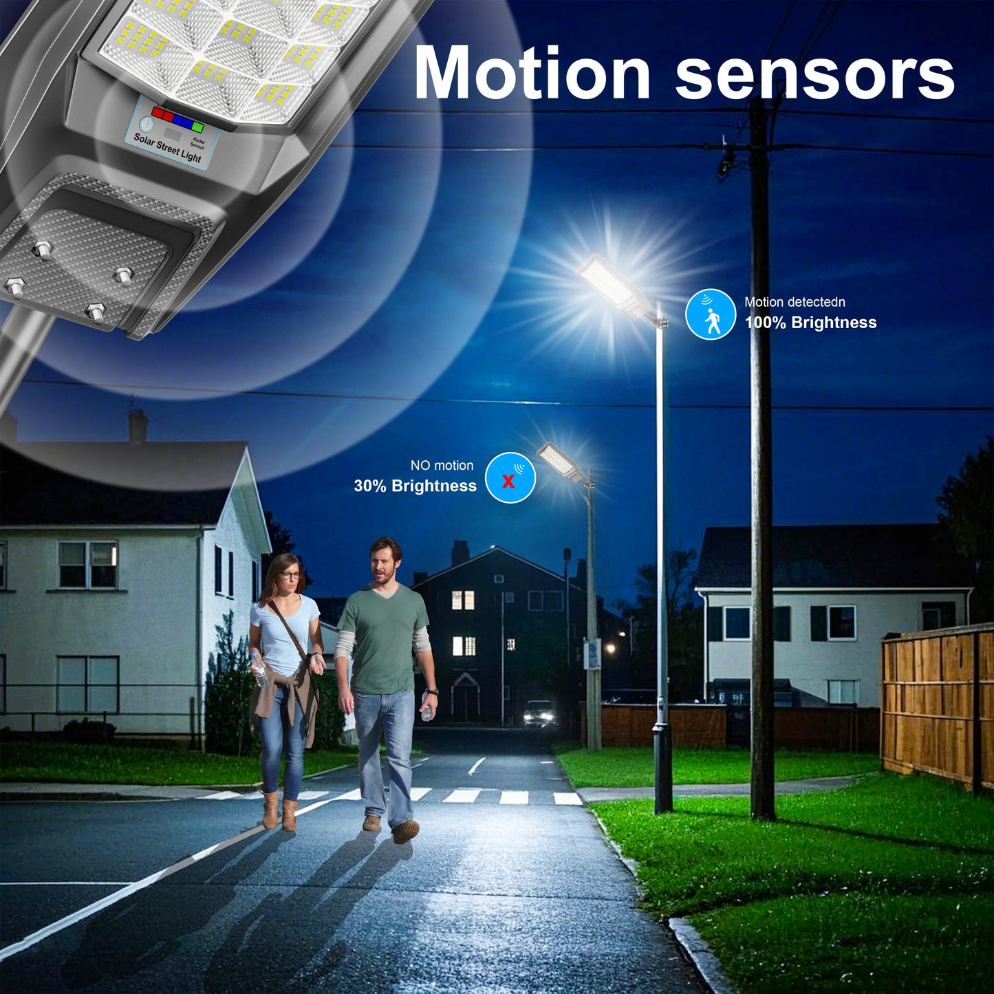 Outdoor waterproof solar light with motion sensor, timer, constant bright mode, dusk-to-dawn, for yard, parking lot, IP65 - Louie's Joint 