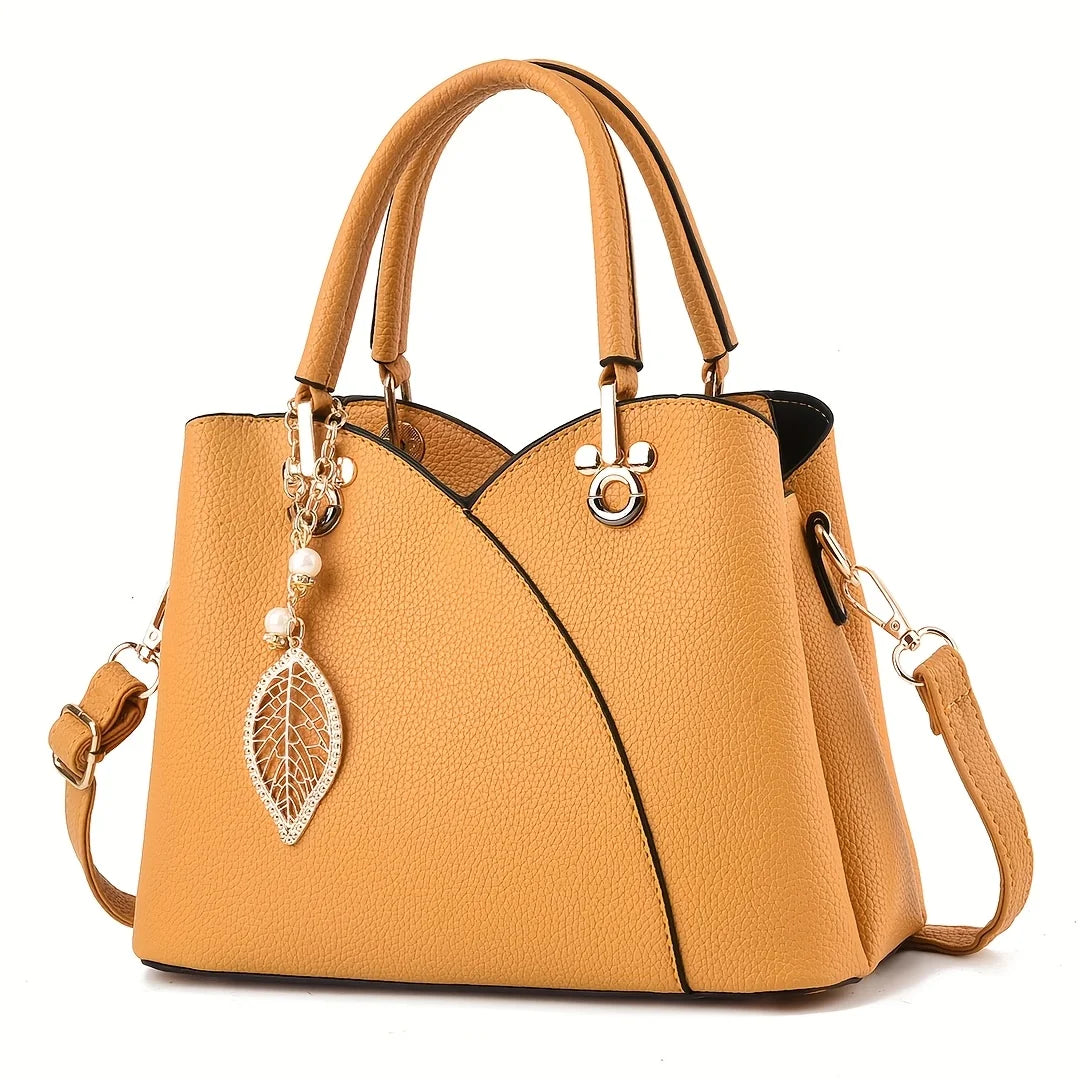 Lychee Pattern PU Leather Handbag For Women Daily Use