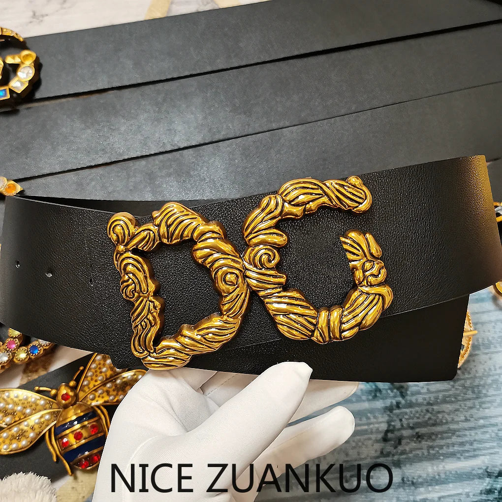 Women's Leather Belt, A Luxurious Italian Brand Women's Belt, Suitable for Pairing with Jeans, Can Also Be Matched with Skirts. This Fashionable Wide Belt Is A Slimming and Versatile Style. New Summer 2026 Model.