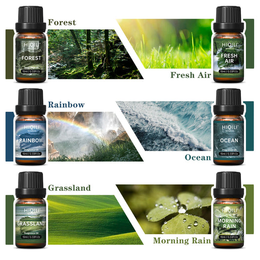 HIQILI Fragrance Oils Set-Nature Theme | TOP 6 Gift Set Use For Aromatherapy,Diffuser,Humidifier,Candles | Car,Home,Hotel,Trave - Louie's Joint 