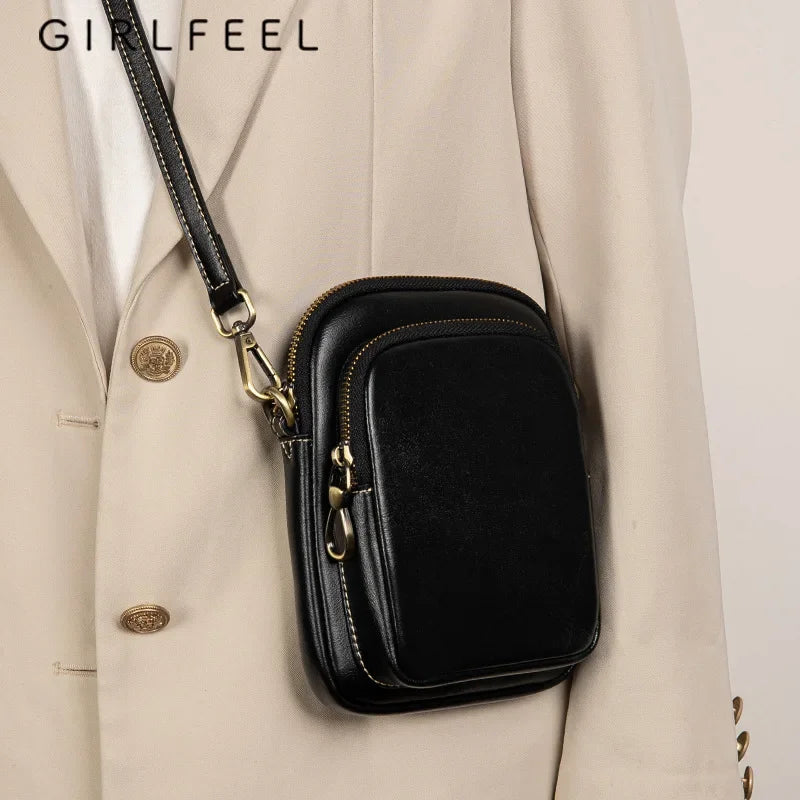 Genuine Leather Handbag For Women Crossbody Tote With Phone Pocket