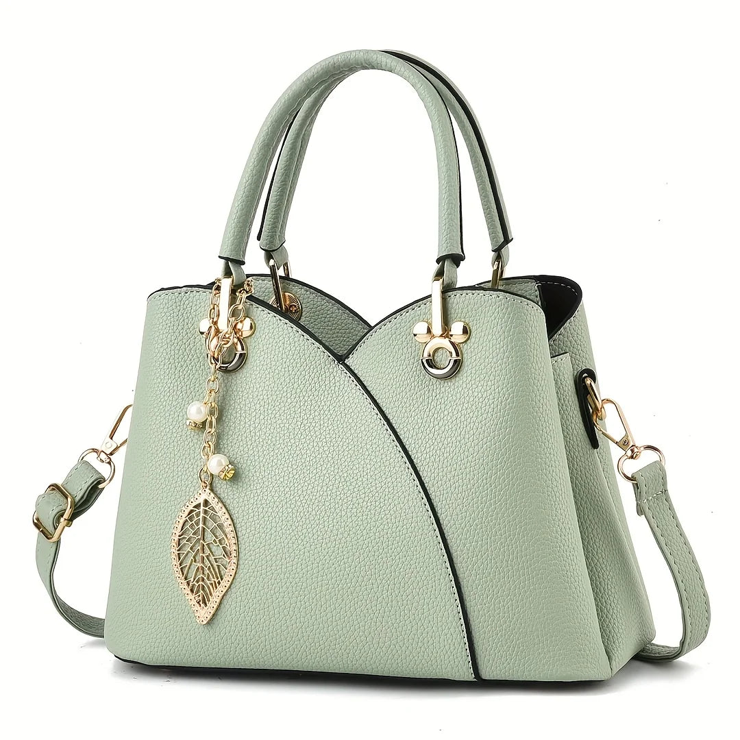 Lychee Pattern PU Leather Handbag For Women Daily Use