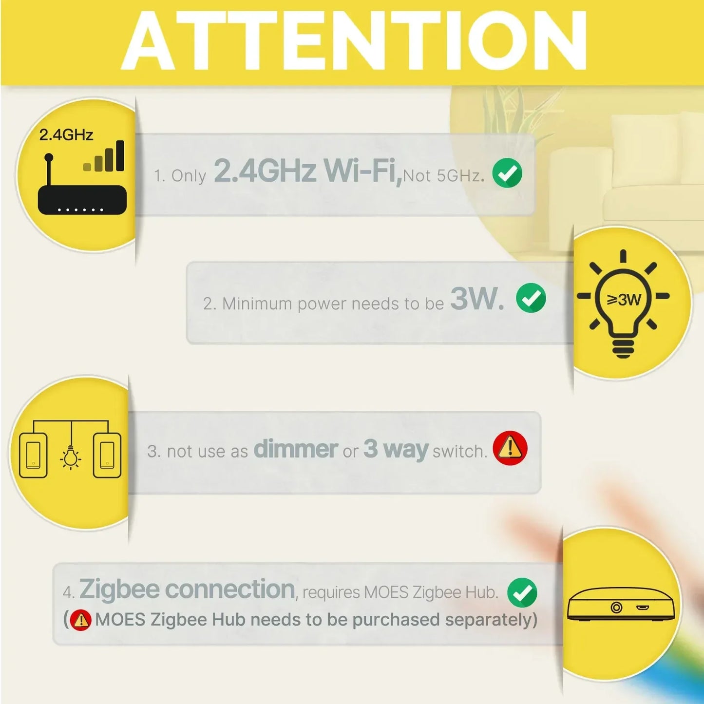 MOES Zigbee Smart Light Switch US Button Works With Alexa