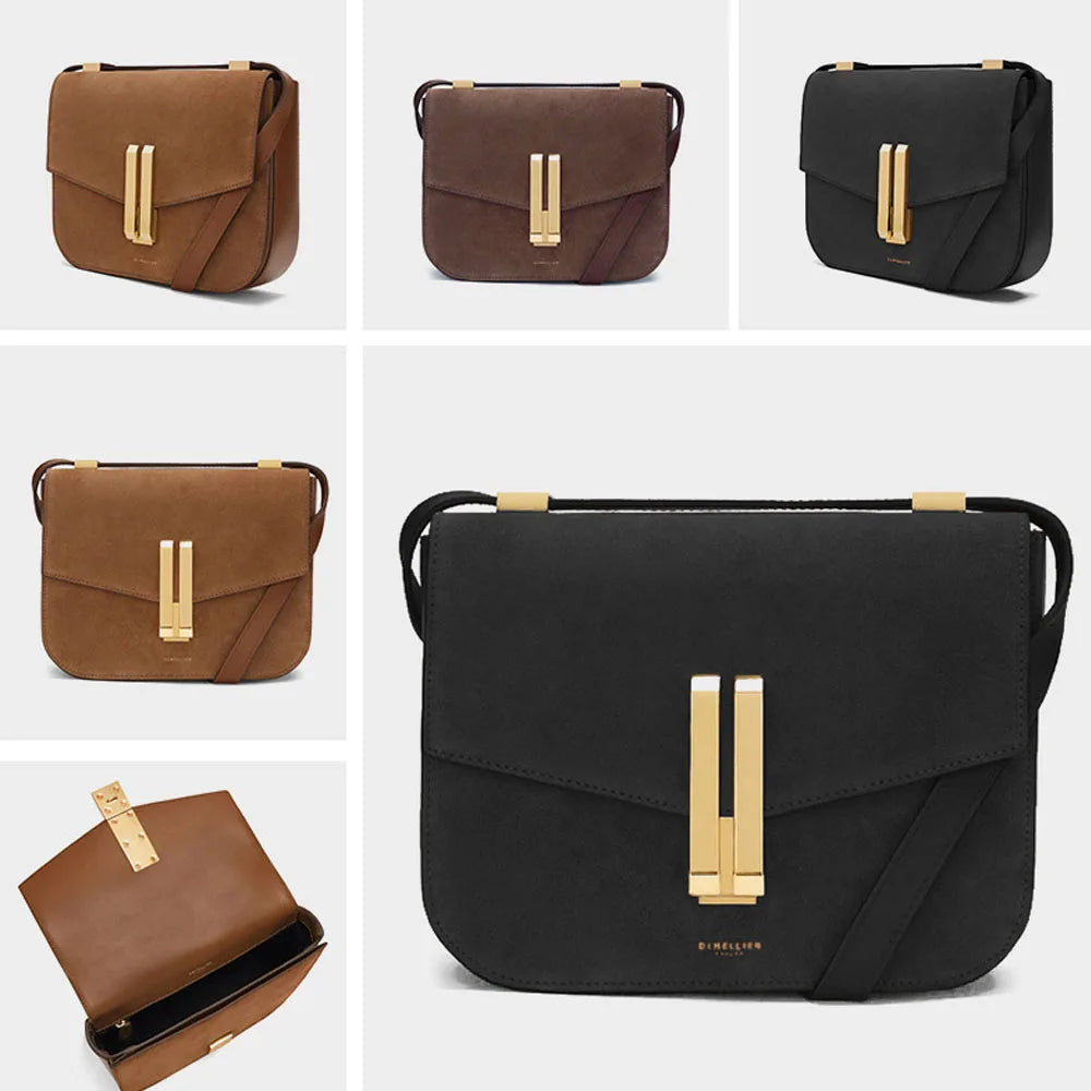 Viral  Vancouver Style Leather Crossbody Bag, Burgundy Minimalist Flap Shoulder Purse, Elegant Casual Work Handbag - Louie's Joint 