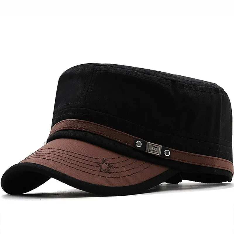 Casual Cadet Hat Man Flat Top Caps Fashion Cotton Visor Hats Summer Autumn Vintage Army Hats Adult Dad Hat Unisex 2026 Cap - Louie's Joint 