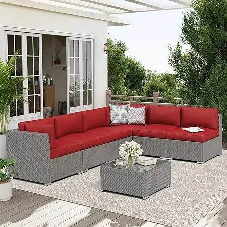 Outdoor Patio Sofa Set In Rattan Wicker With Glass Table
