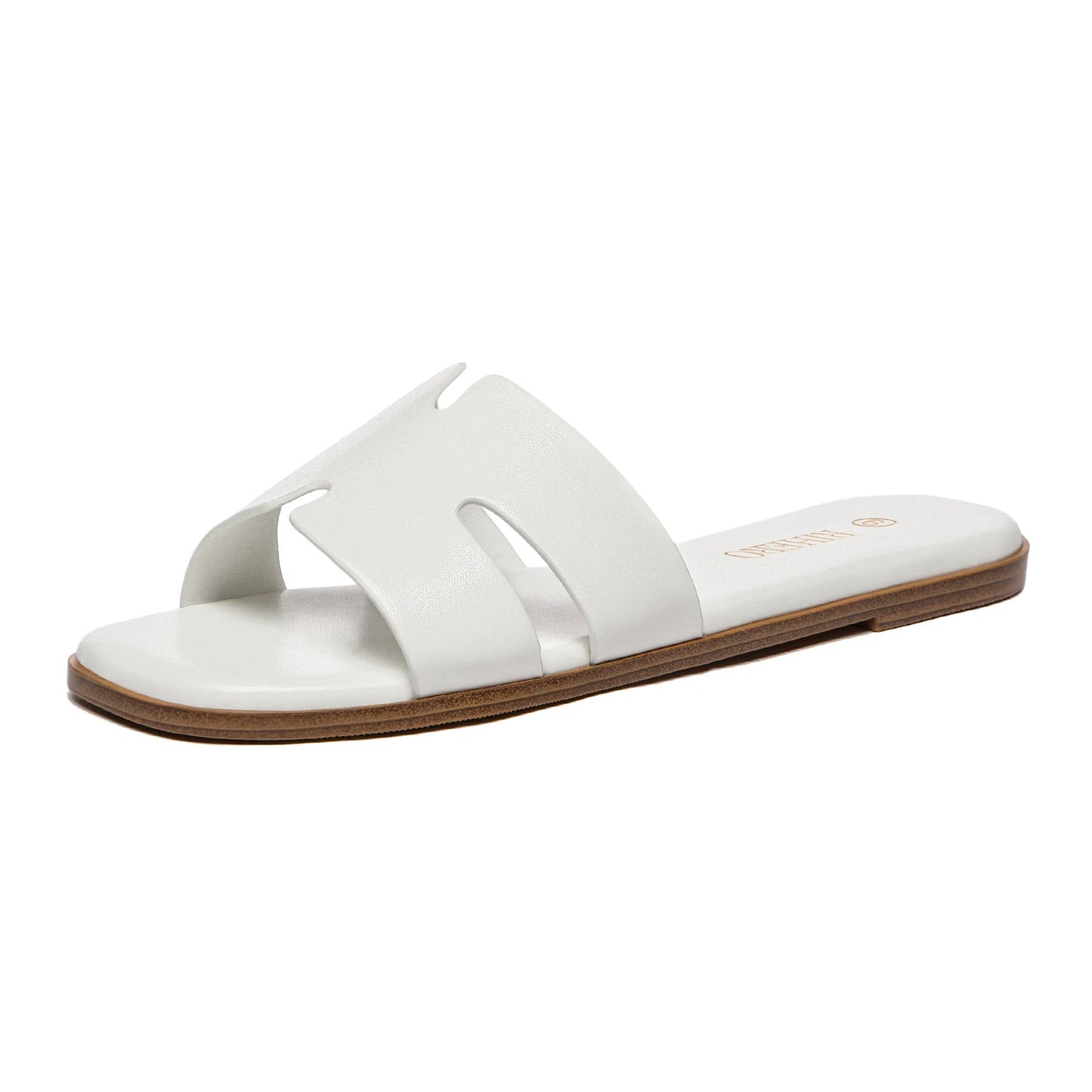 Womens Dressy Flat Sandals Slip On Leather Slides For Everyday Comfort