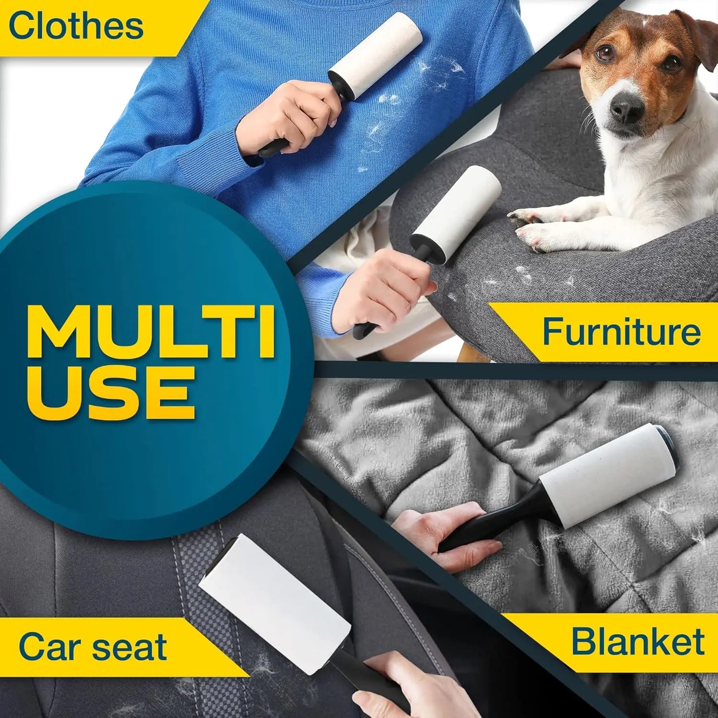 Pet Hair Lint Rollers 5 Large Sticky Rollers For Clothes
