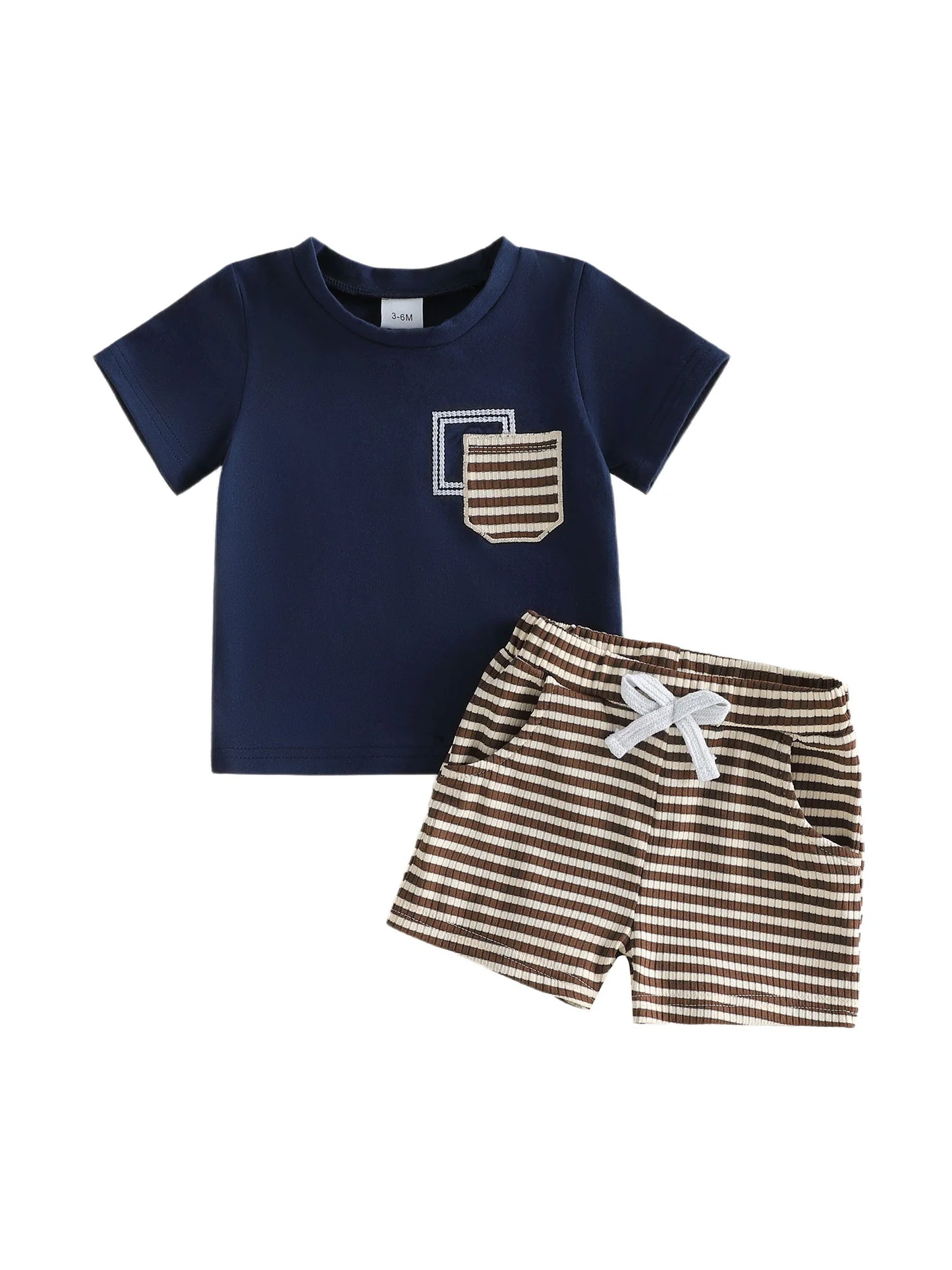 Toddler Boys 2Piece Short Sleeve Tee Striped Shorts Set