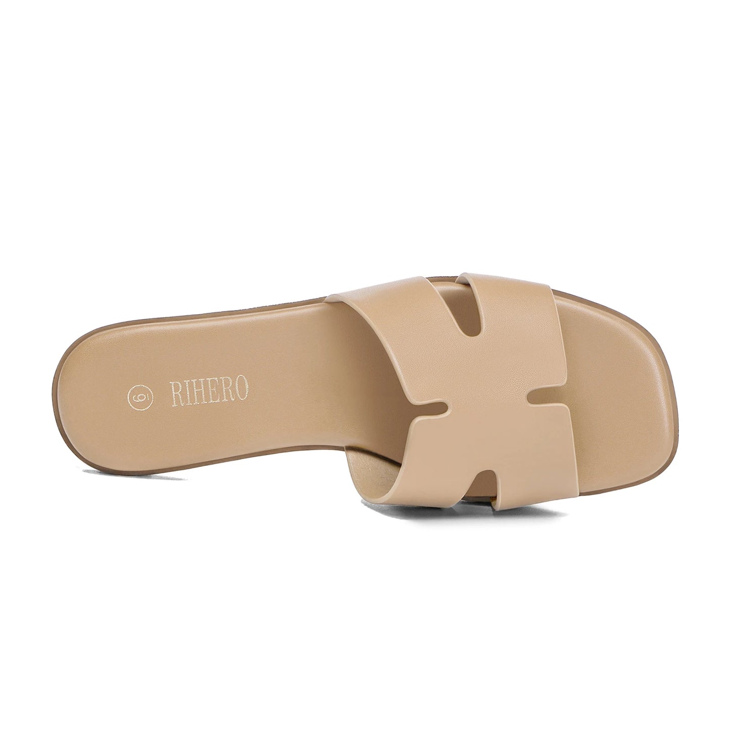 Womens Dressy Flat Sandals Slip On Leather Slides For Everyday Comfort
