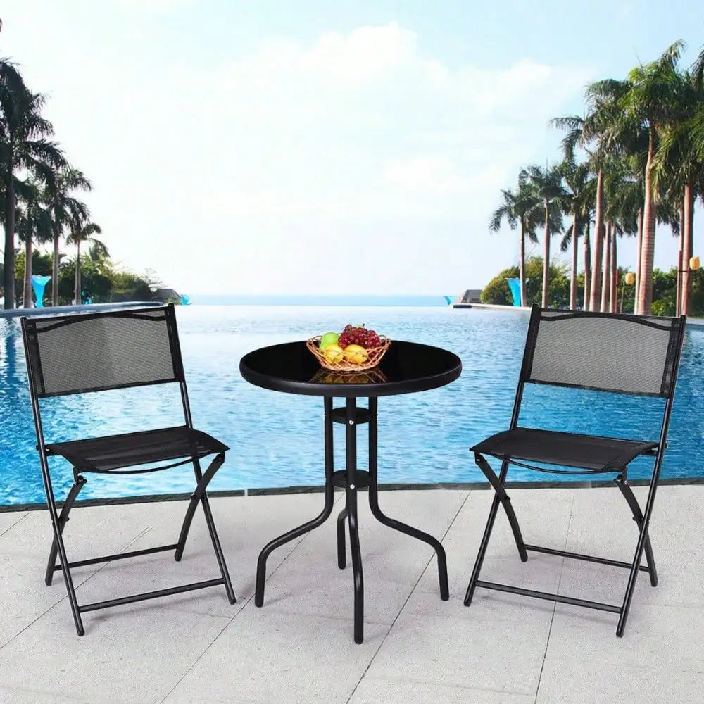 Bistro Set Garden Outdoor Folding Table And Chairs