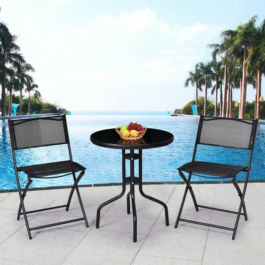 Bistro Set Garden Outdoor Folding Table And Chairs