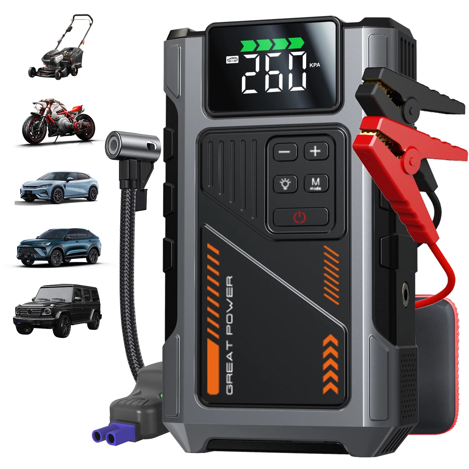 Portable Car Jump Starter With Air Compressor, 3000A Peak(7.5L Gas, 6.5L Diesel) , Jump Starter Battery PackWith150 PSl Tire Inf - Louie's Joint 