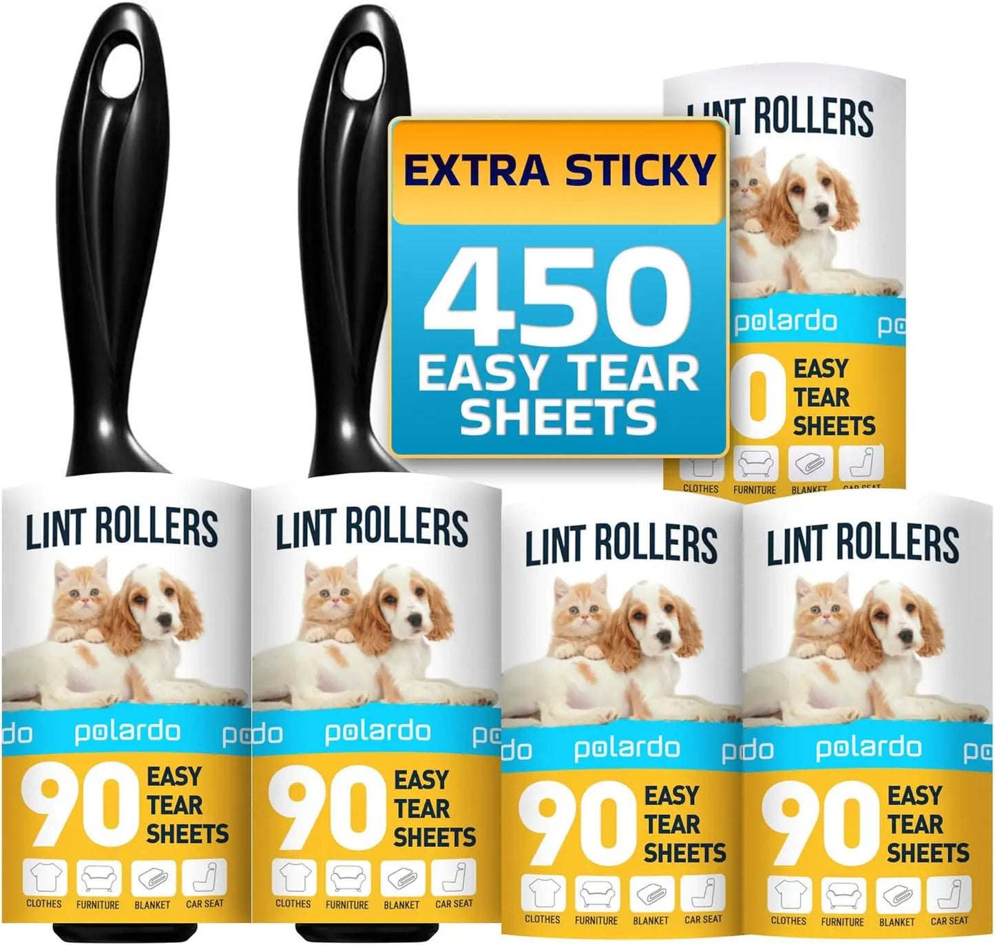 Pet Hair Lint Rollers 5 Large Sticky Rollers For Clothes
