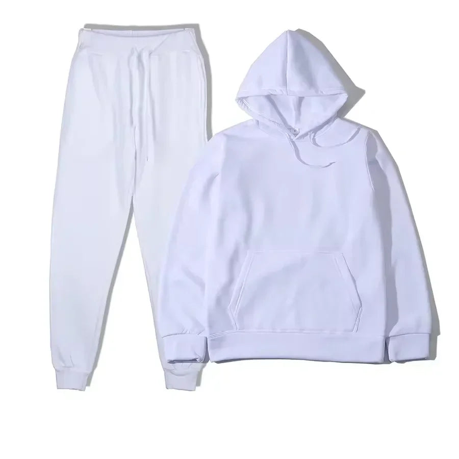Winter Women Tracksuit Two Piece Set With Hooded Sweatshirt