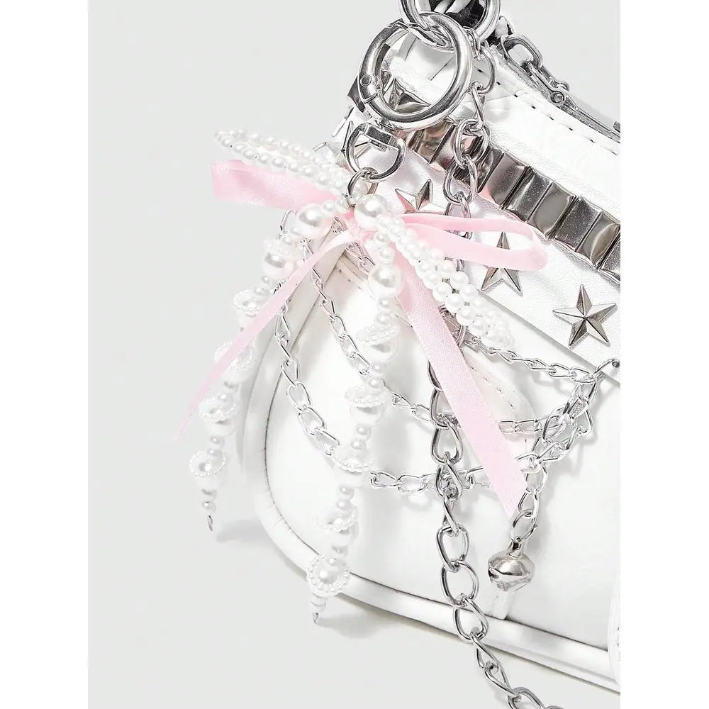 Kawaii Cute White Y2K Style Womens Shoulder Bag, Perfect For Street ,For Fancy Party, Best Gifts For Girls - Louie's Joint 