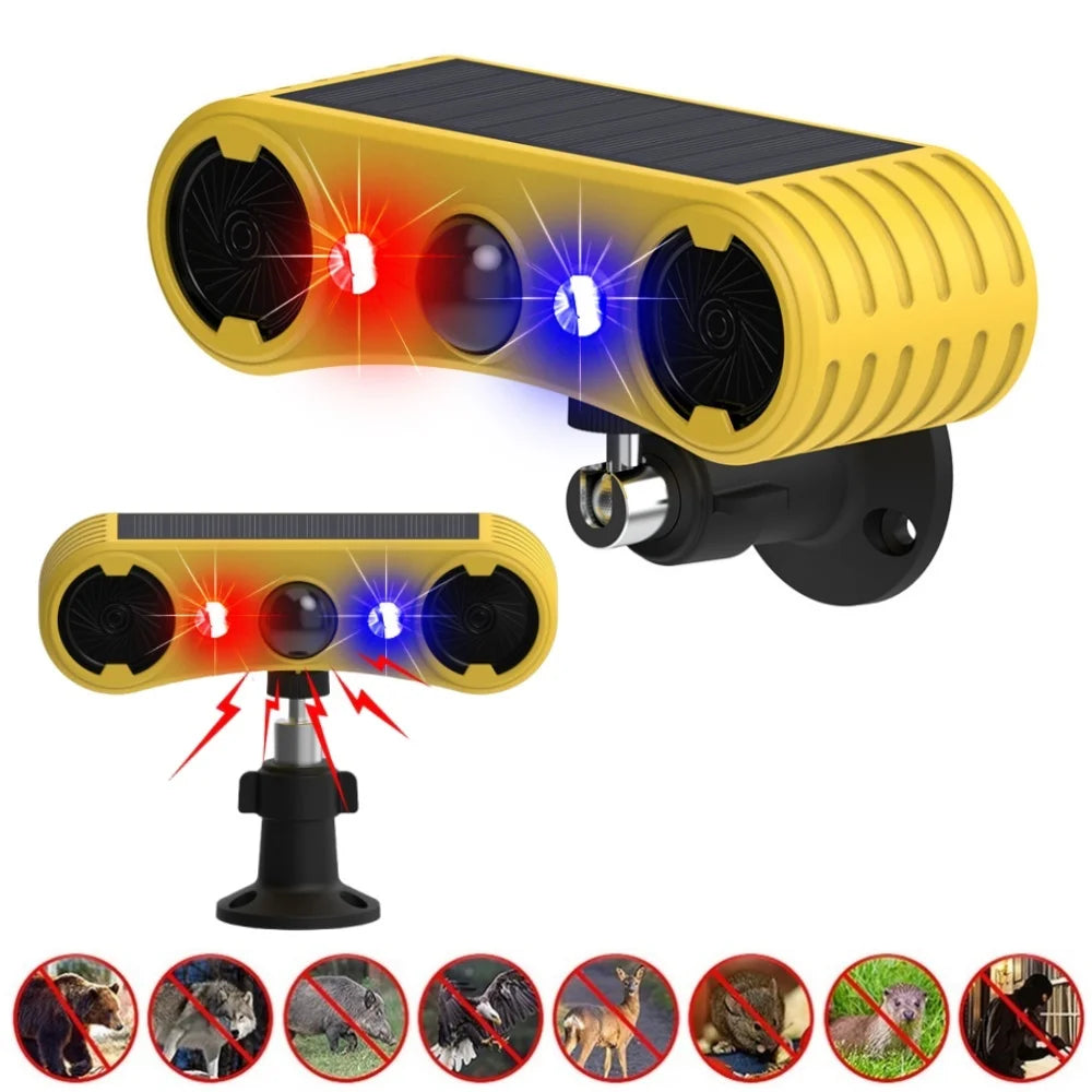 Outdoor Waterproof Solar Motion Alarm Detector, Solar Infrared Detector 130dB 13 Sound Siren Alarm Lights, Security Alarm Sensor