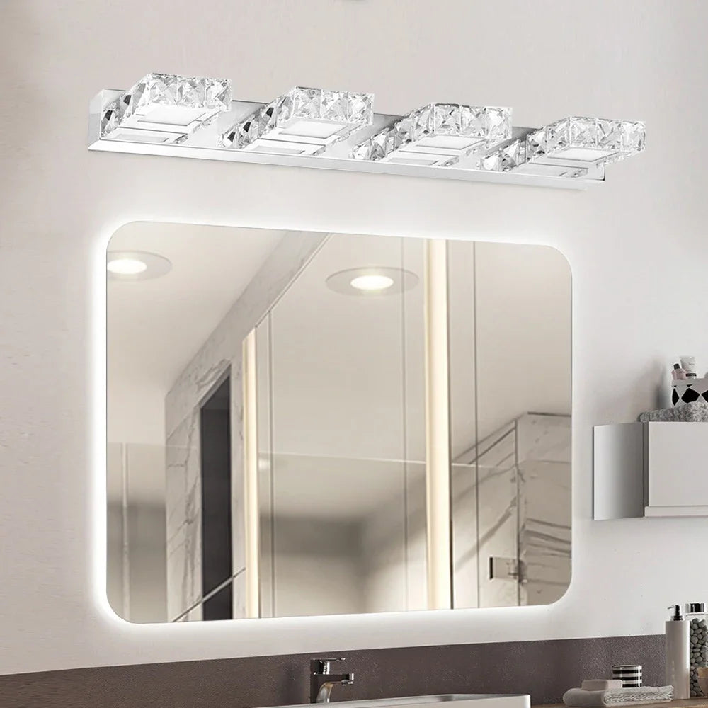 Bymaocar LED Mirror Light For Bathroom Wall Mount Crystal Fixture