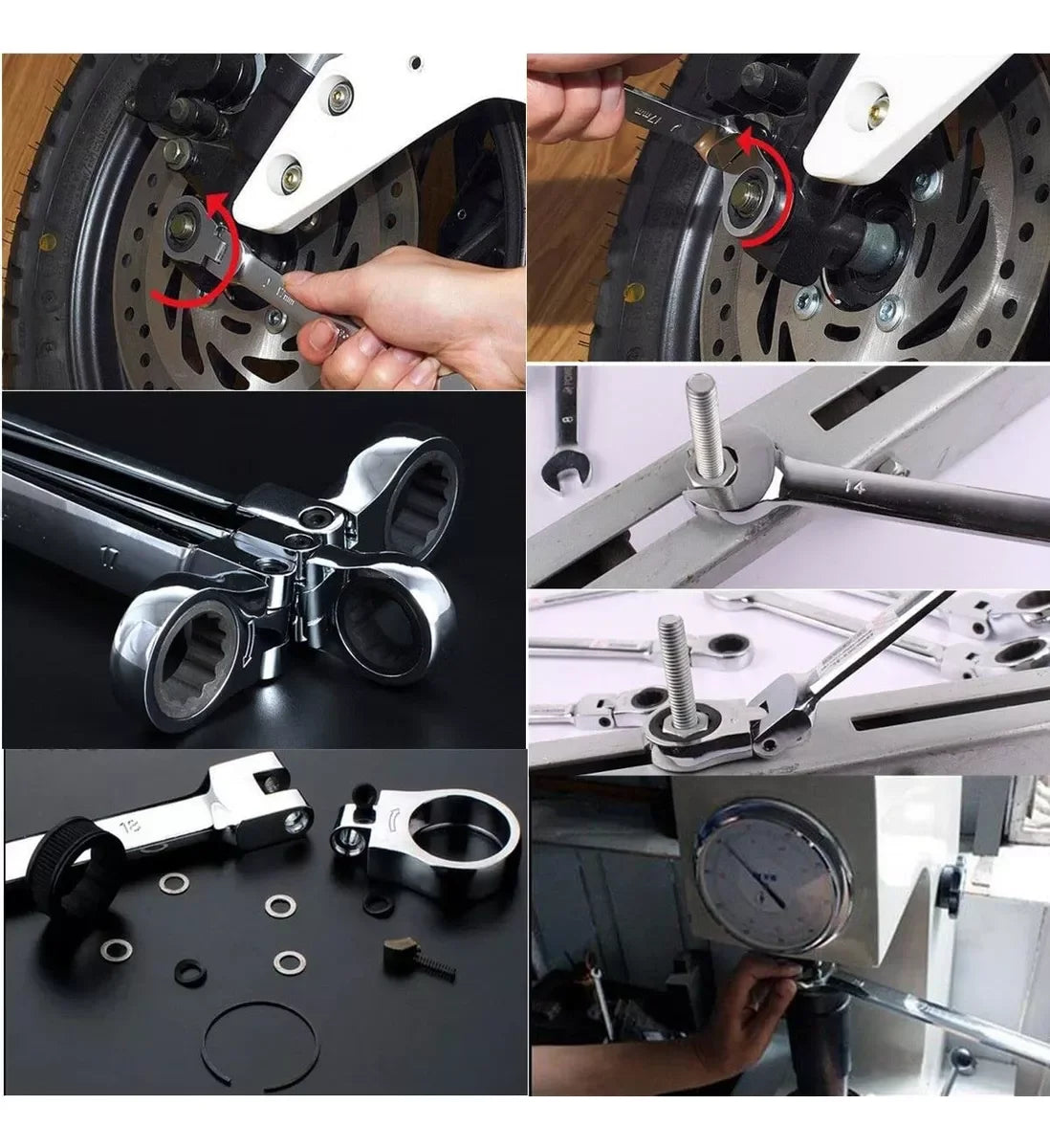 WOZOBUY Flex-Head Ratchet Wrench Set 72 Teeth Cr-V Steel