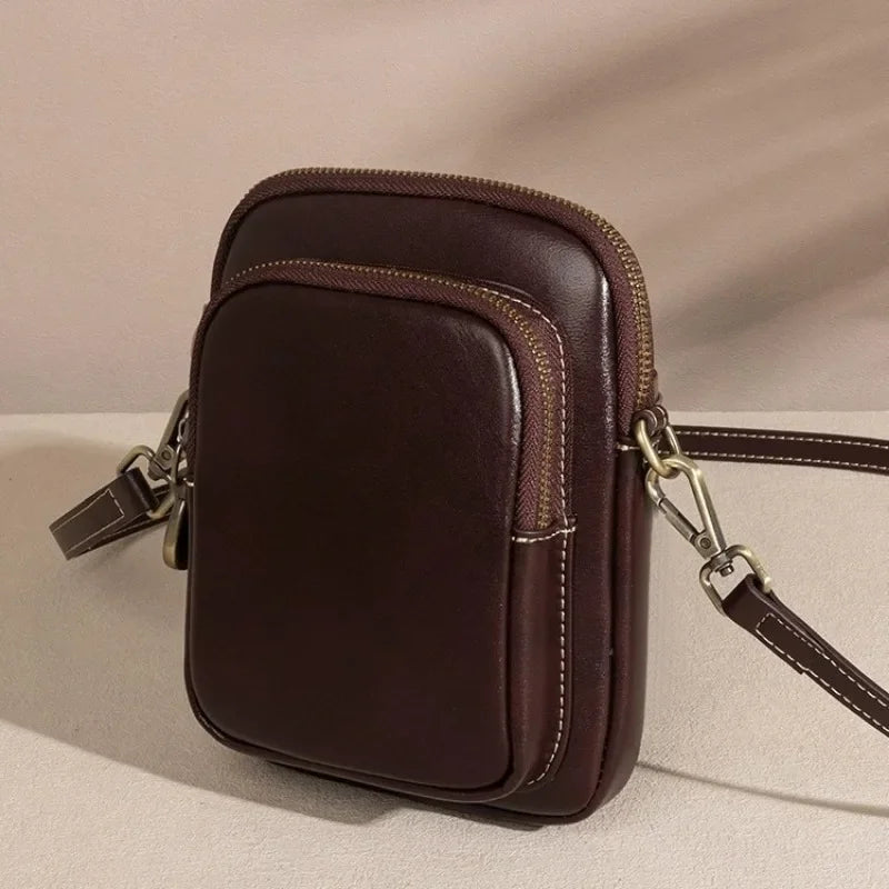 Genuine Leather Handbag For Women Crossbody Tote With Phone Pocket