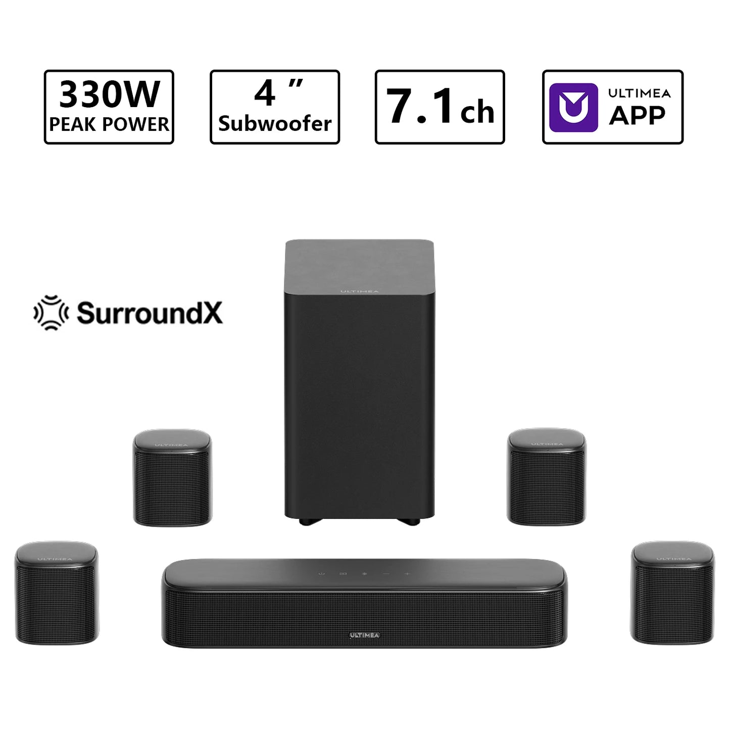 ULTIMEA 350W 7.1 Channel Virtual Surround Soundbar With Subwoofer