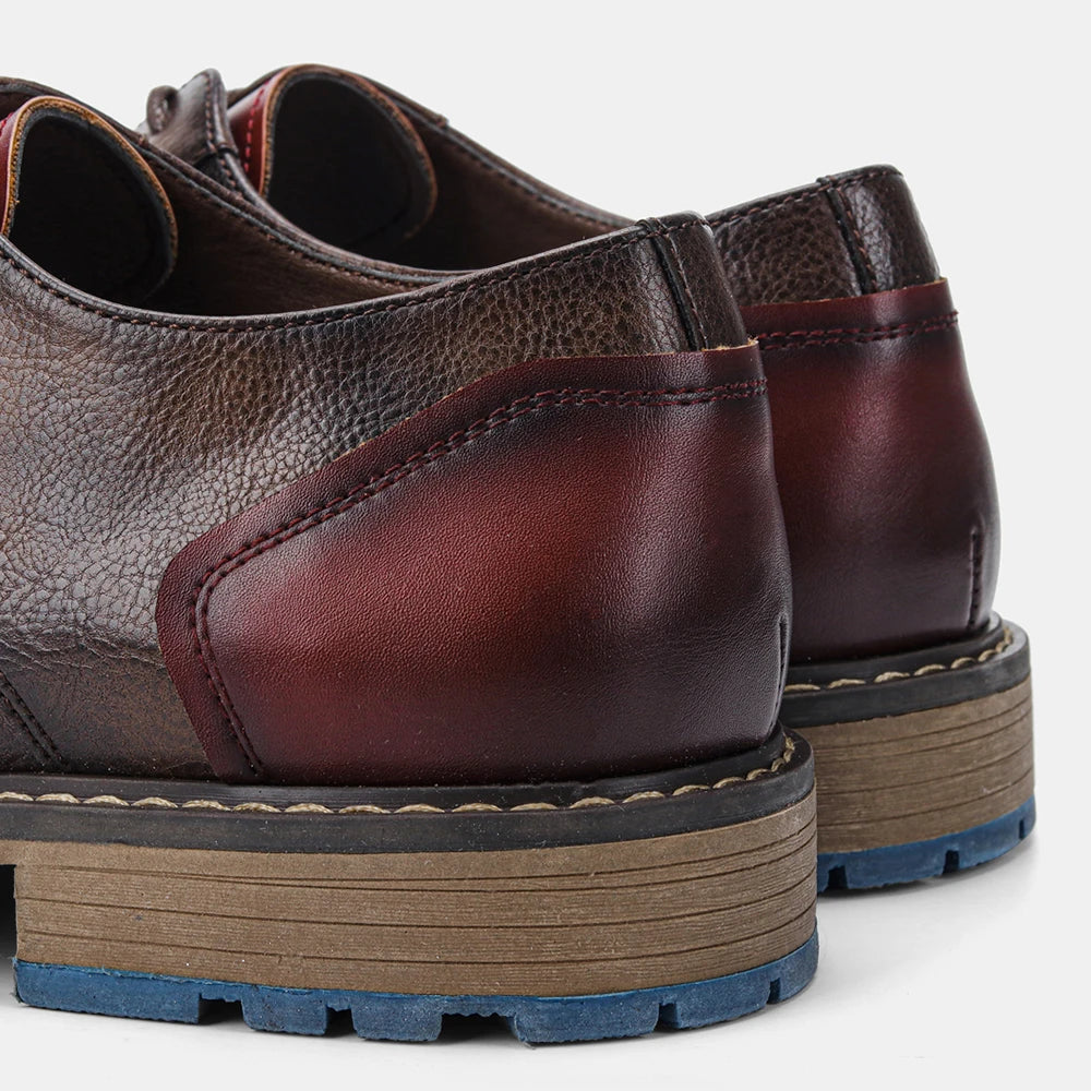 Retro Men Casual leather shoes Cap Toe Oxford Men Derby Shoes Fashion Men Leather Shoes