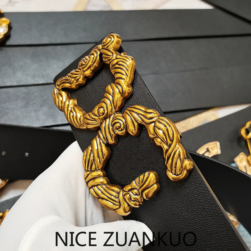 Women's Leather Belt, A Luxurious Italian Brand Women's Belt, Suitable for Pairing with Jeans, Can Also Be Matched with Skirts. This Fashionable Wide Belt Is A Slimming and Versatile Style. New Summer 2026 Model.