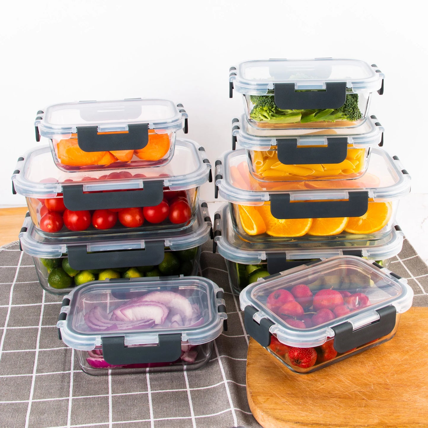Borosilicate Glass Food Storage Containers Set BPA Free Leakproof