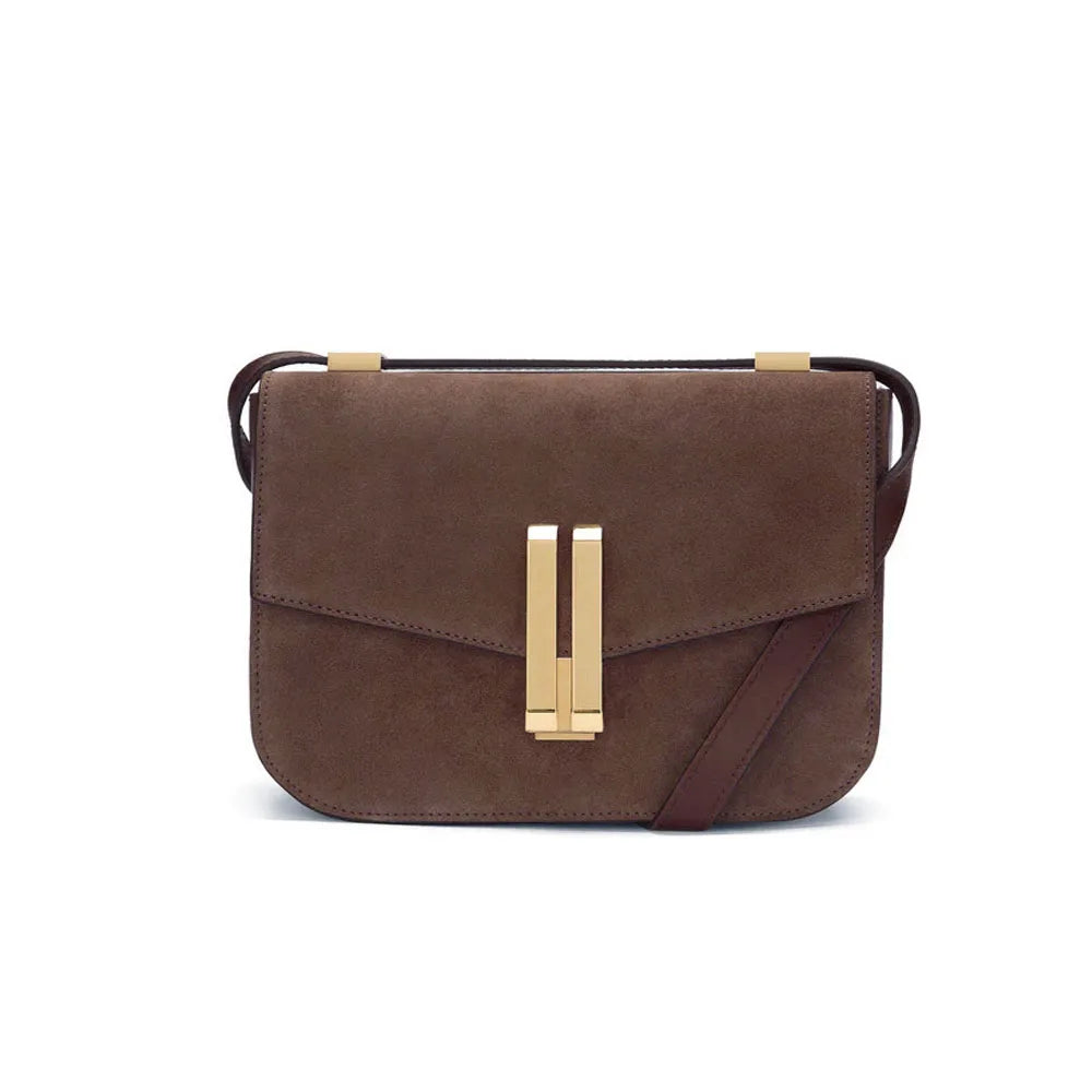 Viral  Vancouver Style Leather Crossbody Bag, Burgundy Minimalist Flap Shoulder Purse, Elegant Casual Work Handbag - Louie's Joint 