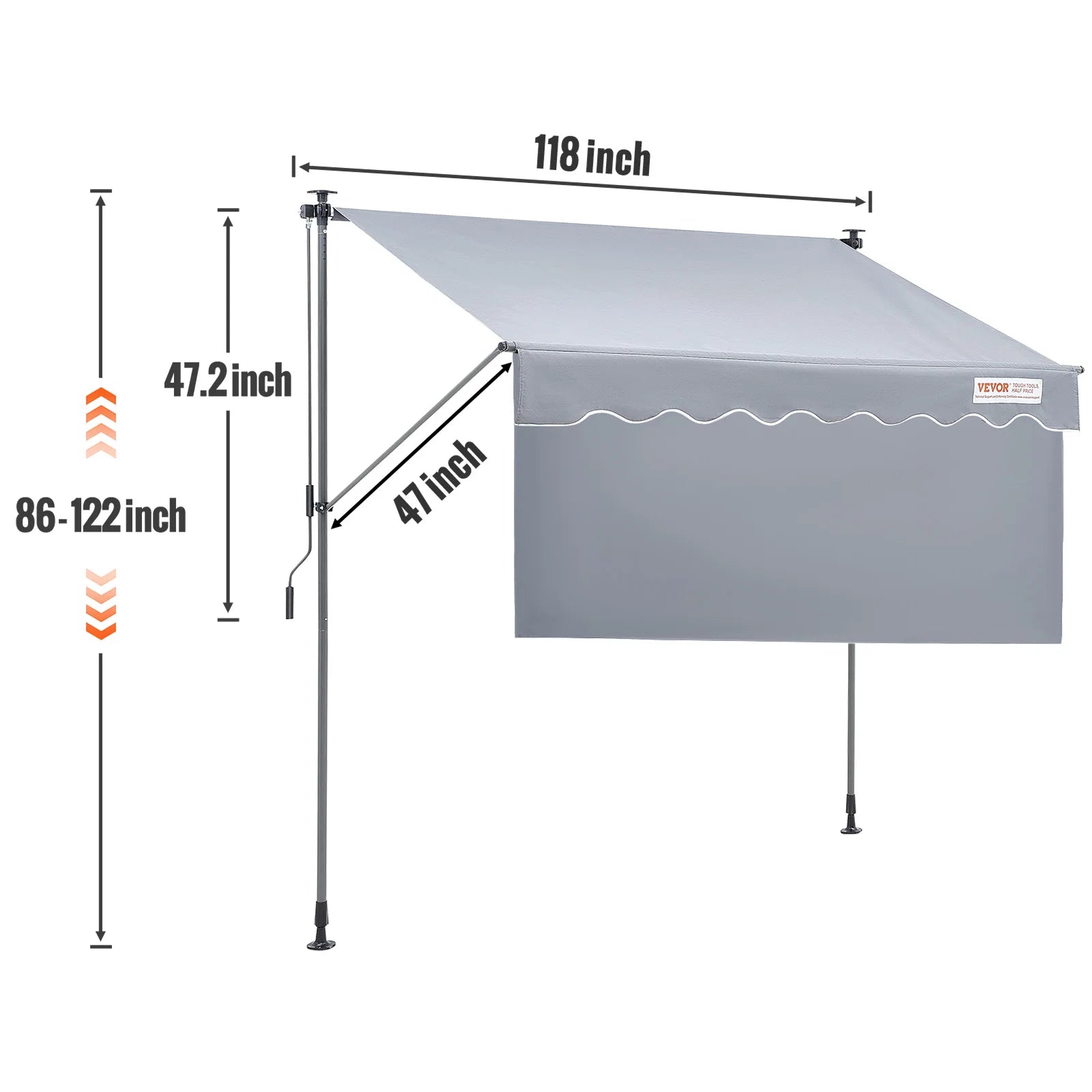 SucceBuy Manual Retractable Awning Outdoor Awning Retractable Sun Shade Water-Resistant Polyester Patio Door Window for Backyard - Louie's Joint 