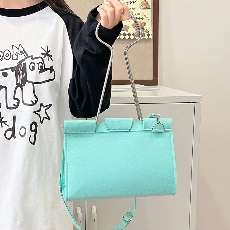 1pc Pink/Black/Green Clip - Shaped Women's Shoulder Bag, Fashionable Clip - Style Handbag for Daily, Travel & Evening, Ideal Gift