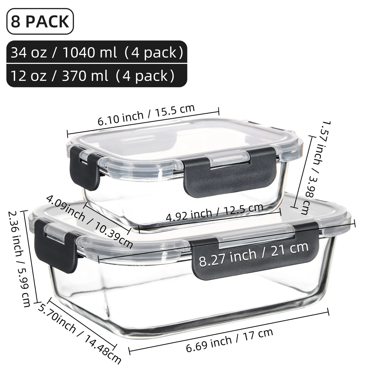 Borosilicate Glass Food Storage Containers Set BPA Free Leakproof