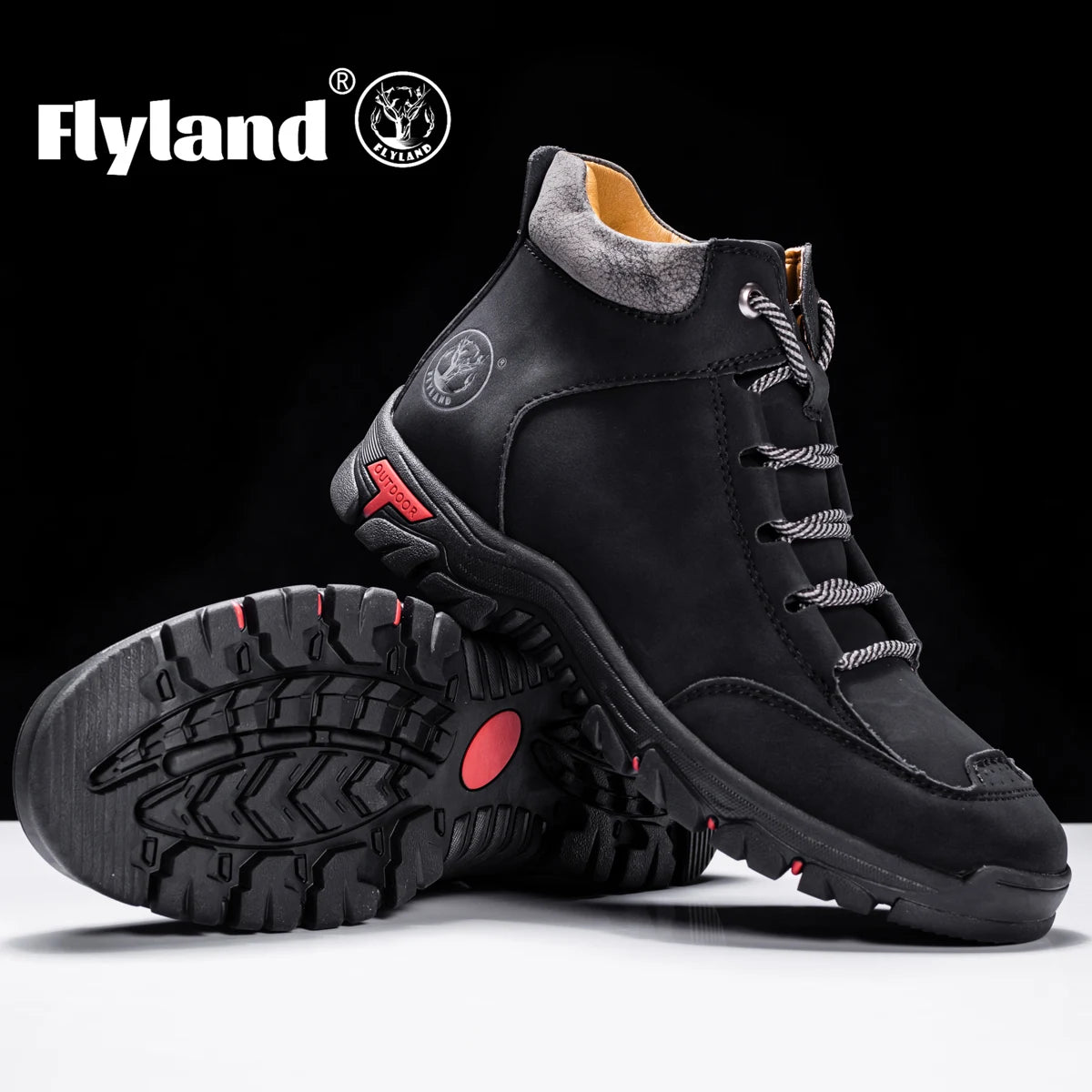 FLYLAND Men's Vintage Chukka Boots Top Layer Cowhide Leather Casual Work Office Shoes Fashion Classical Design