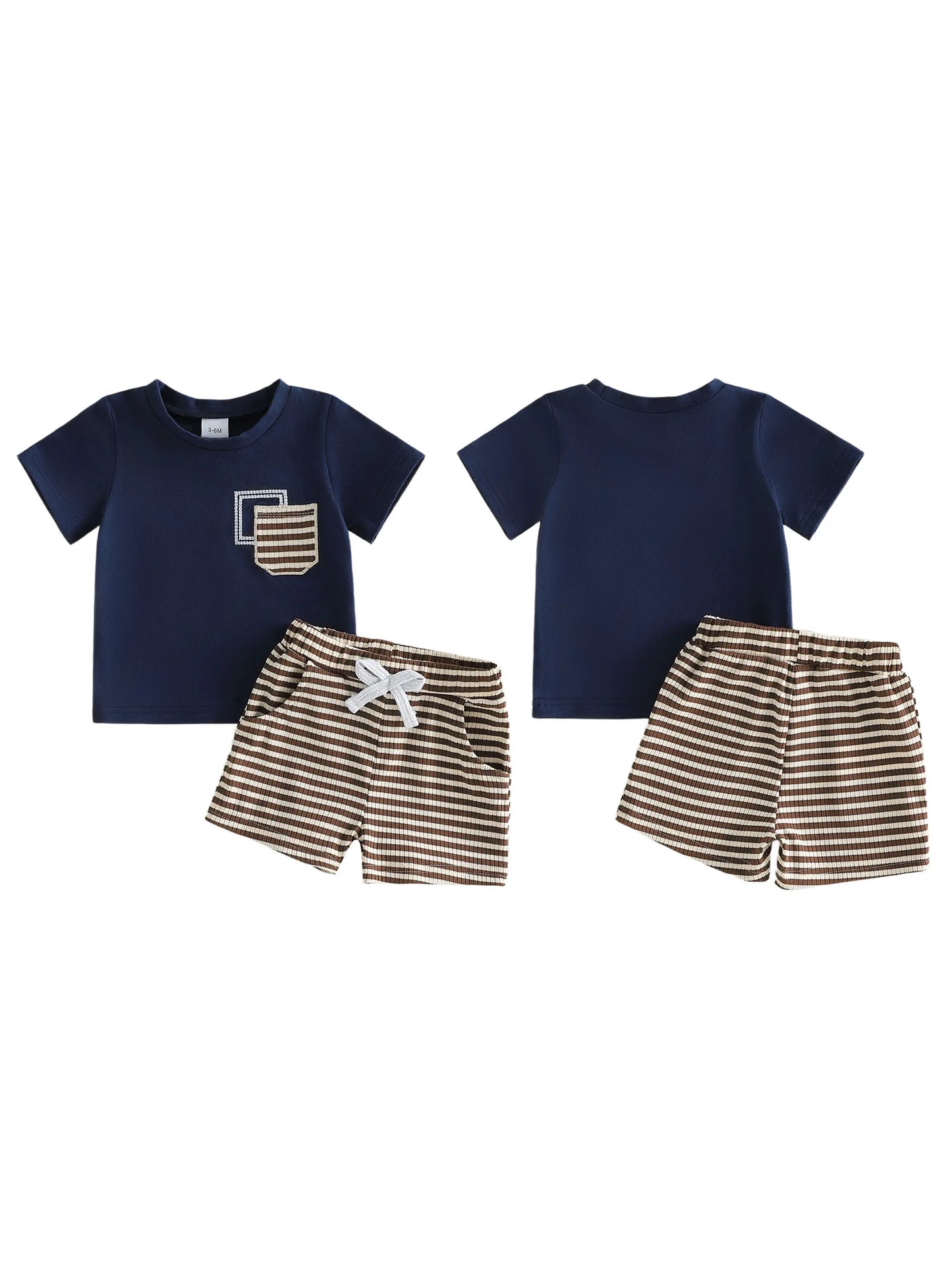 Toddler Boys 2Piece Short Sleeve Tee Striped Shorts Set