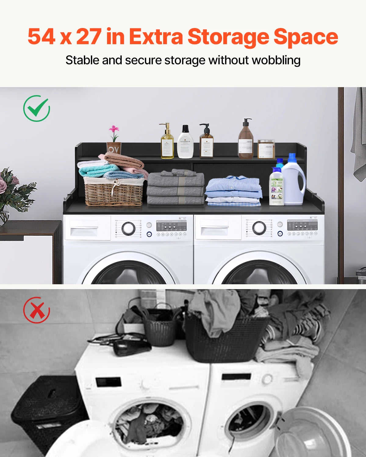SucceBuy Washer Dryer Countertop With Drawer Shelf Organizer