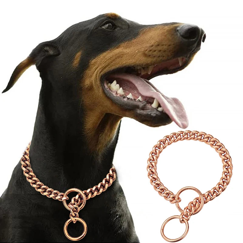 Stainless Steel Chain Dog Collar With Quick Release