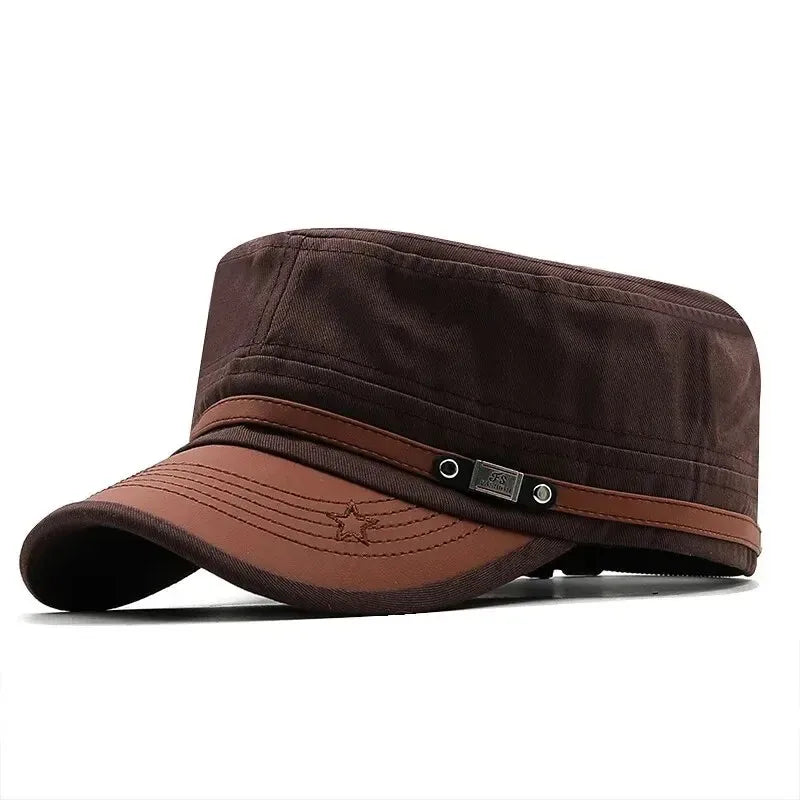 Casual Cadet Hat Man Flat Top Caps Fashion Cotton Visor Hats Summer Autumn Vintage Army Hats Adult Dad Hat Unisex 2026 Cap - Louie's Joint 