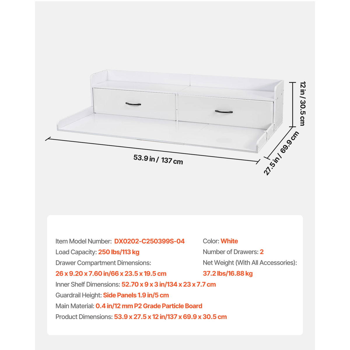 SucceBuy Washer Dryer Countertop With Drawer Shelf Organizer