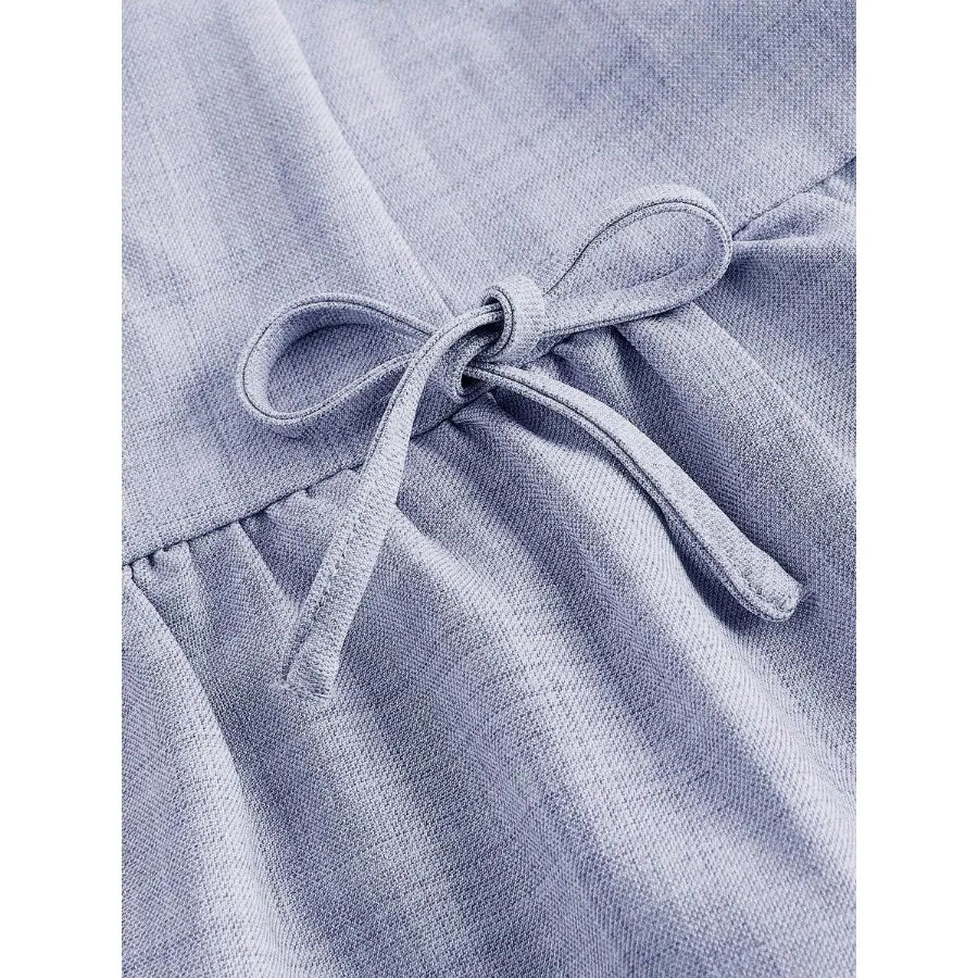 Knee Length Bow Decor Knit Dress For Women Summer Style