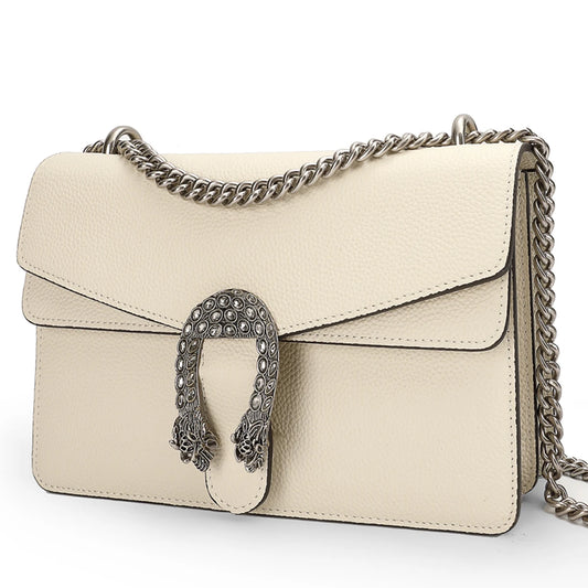 Genuine Leather Crossbody Bag For Women With Chain Strap