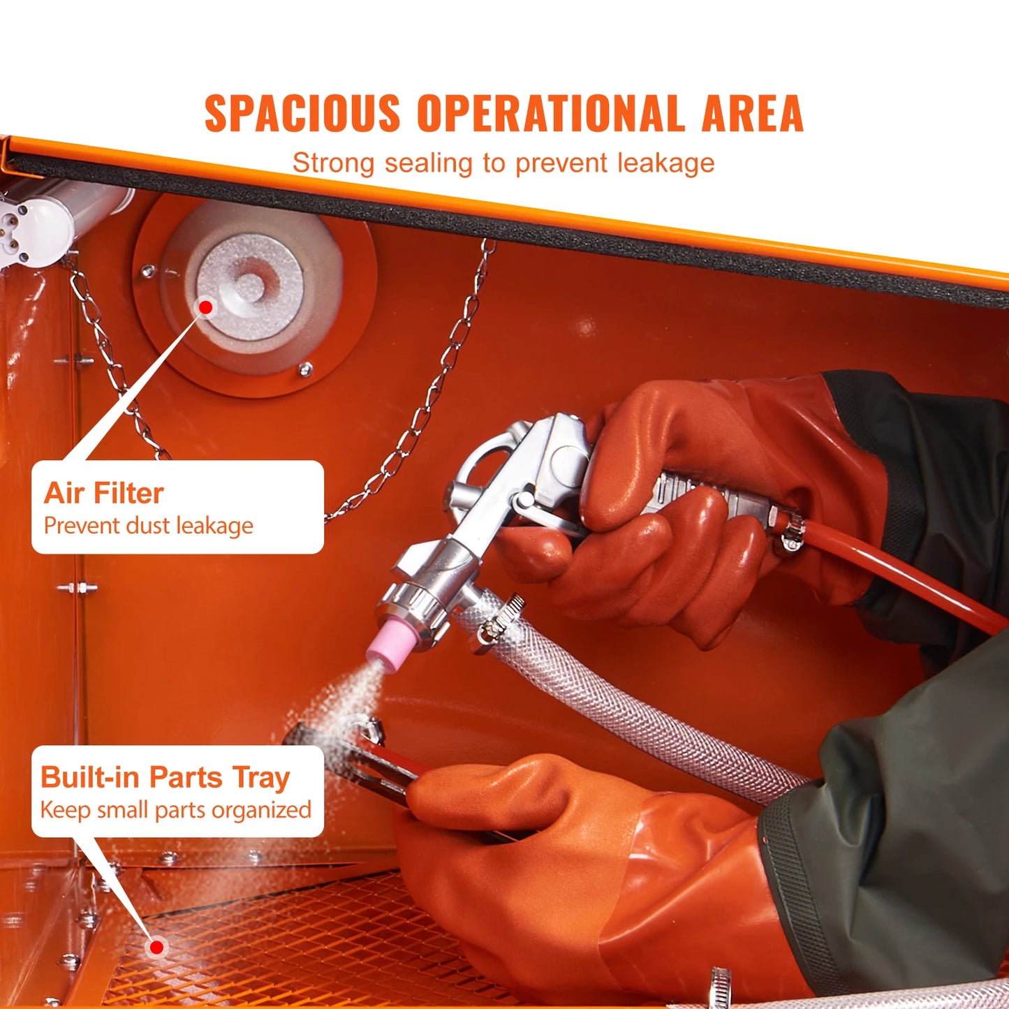SucceBuy 25/40/60 Gallon Sandblasting Cabinet Portable Benchtop Sand Blaster with Blasting Gun Nozzles for Stain Rust Removal - Louie's Joint 