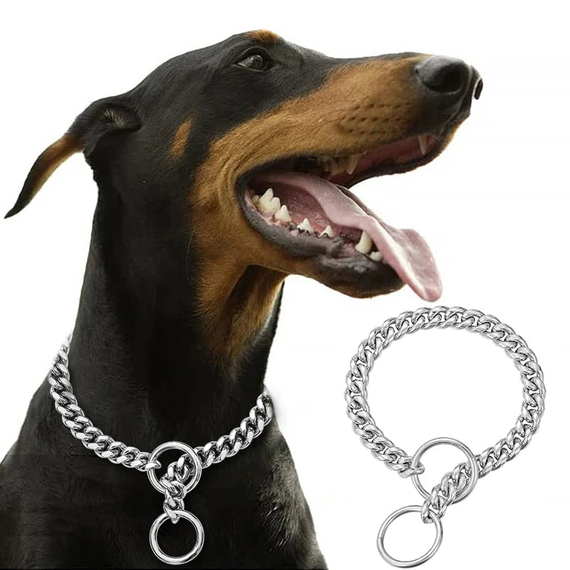 Stainless Steel Chain Dog Collar With Quick Release