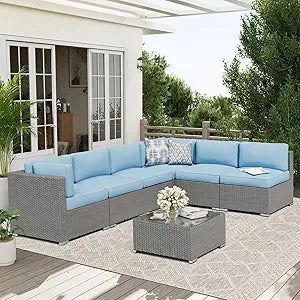 Outdoor Patio Sofa Set In Rattan Wicker With Glass Table