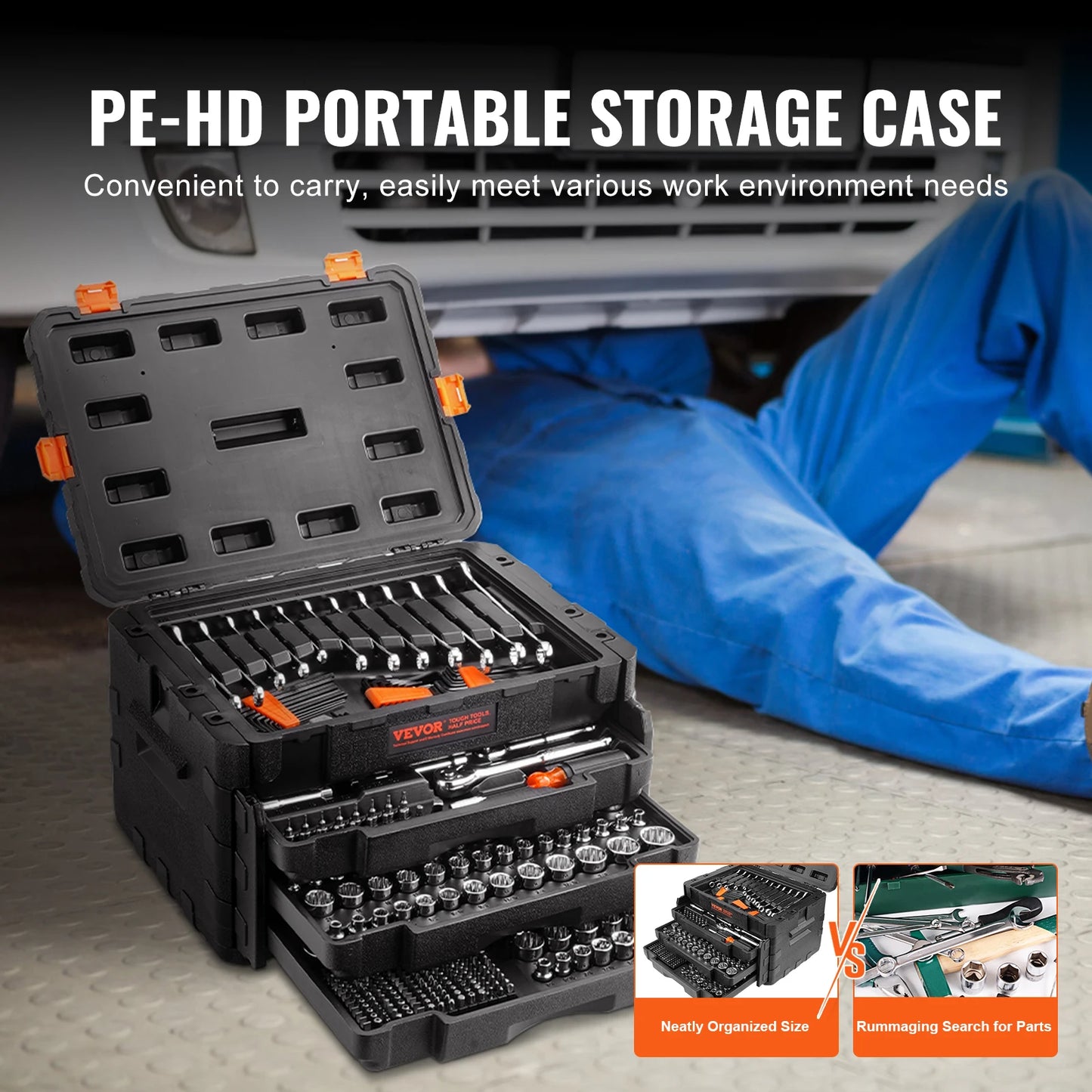 SucceBuy Mechanics Tool Set With 450Pcs SAE And Metric Sockets