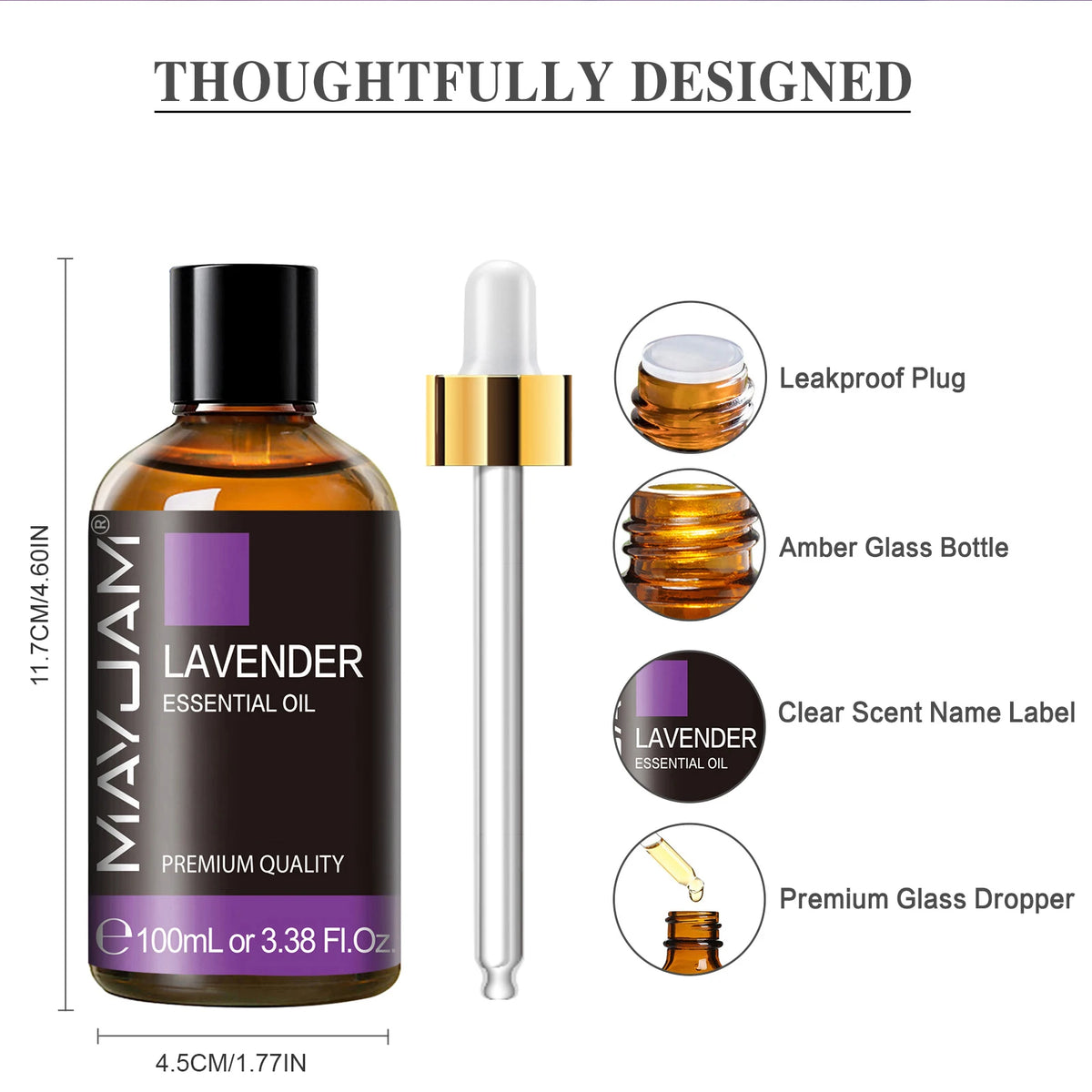 MAYJAM Lavender Vanilla Ylang Ylang Essential Oil Pure Natural Undiluted, 100ml Aroma Oil Peppermint Sandalwood Frankincense Rose Lemongrass Patchouli for Humidifier Diffuser Making Scented Candle ,Geranium Citronella Ginger